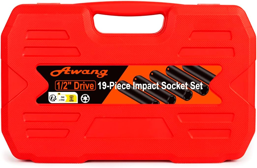 Awang Kraft Schlagschrauber-Nüsse Set 1/2" 8-24mm Schlagnuss-Satz mit 5, 10-inch Verlängerungsstange