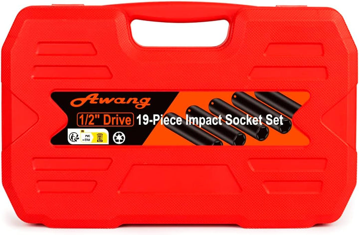 Awang Kraft Schlagschrauber-Nüsse Set 1/2" 8-24mm Schlagnuss-Satz mit 5, 10-inch Verlängerungsstange