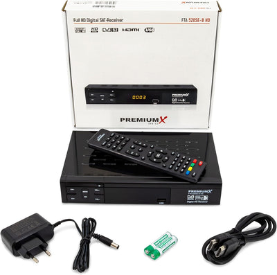 PremiumX Satelliten-Receiver HD 520SE FTA Digital SAT TV Receiver DVB-S2 FullHD HDMI SCART 2X USB Mu