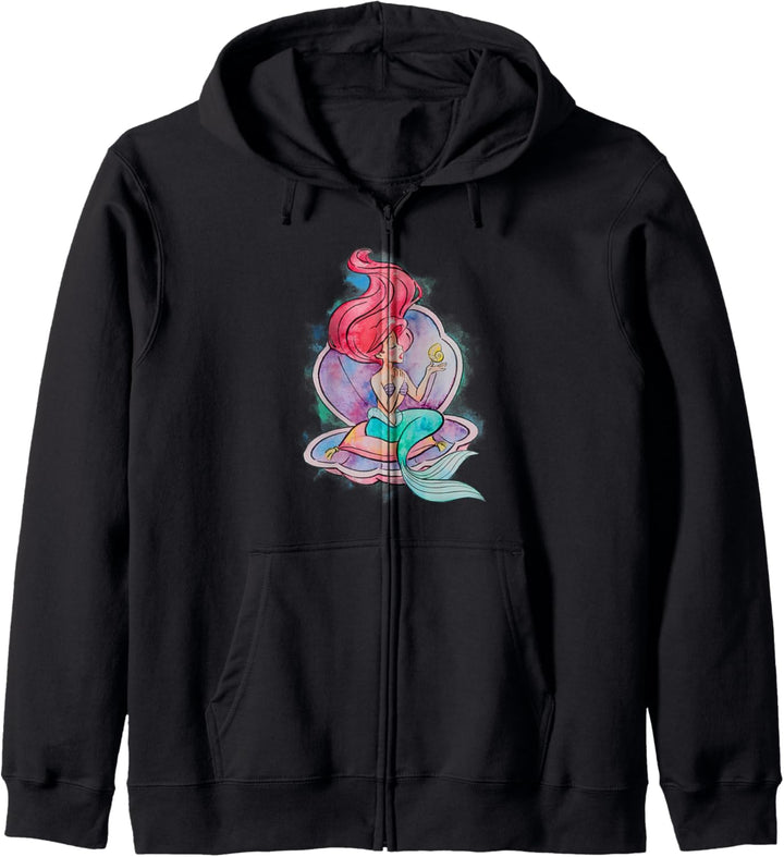 Disney Little Mermaid Ariel Clam Shell Watercolor Portrait Kapuzenjacke