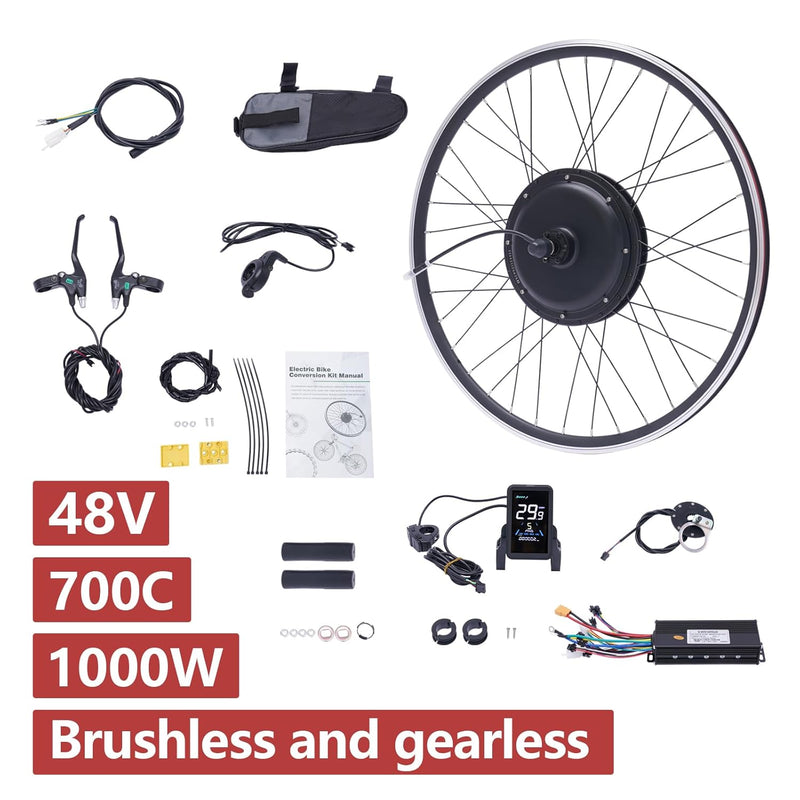 WSIKGHU Ebike Umbausatz Motor für Fahrrad 1000W 48V E-Bike Umrüstkit Vorder-/Hinterrad E-Bike Antrie