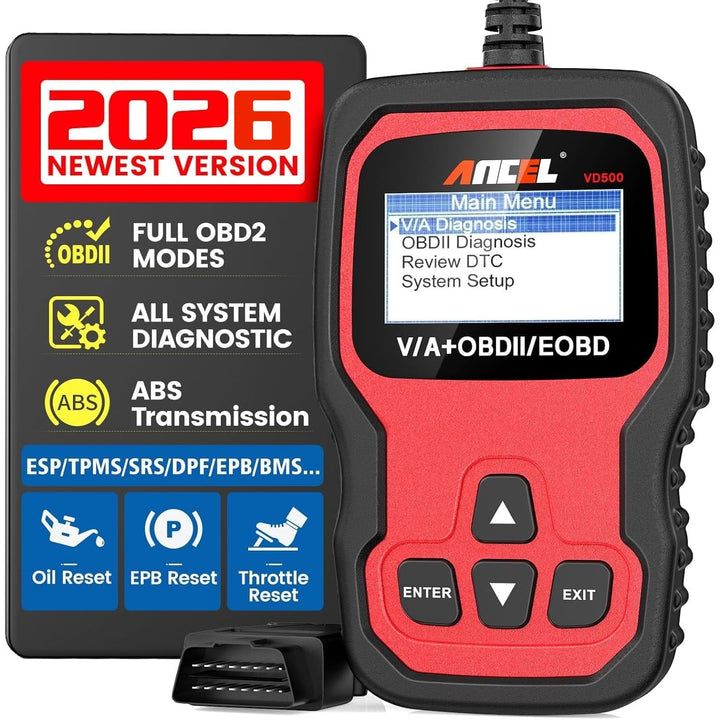 ANCEL VD500Pro OBD2 Diagnosegerät Auto, Kabelgebunden, Fehlercode Auslesegerät für VW/Audi/Skoda/Sea