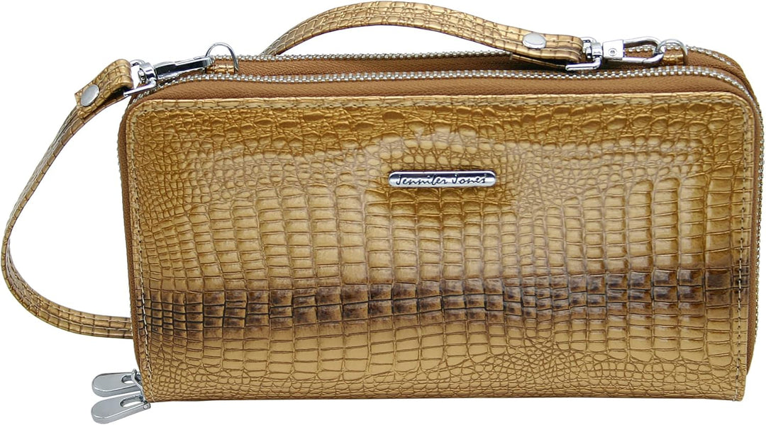 Jennifer Jones - Echt Leder Handtasche mit Handyfach - 2in1 Handytasche & Geldbörse mit RFID-Schutz