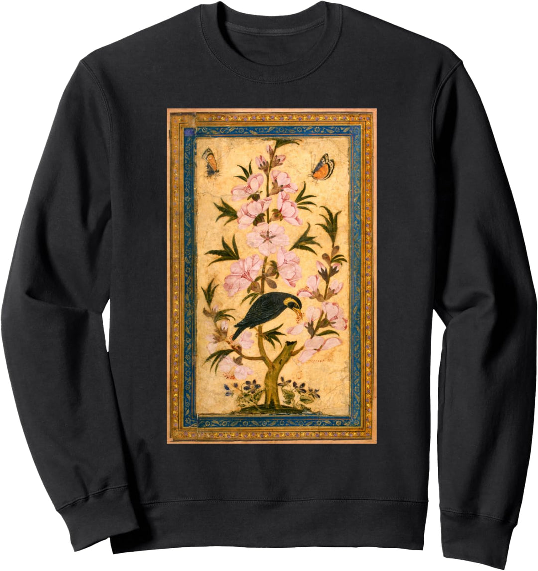 Schmetterlinge und Vögel sitzen auf einem blühenden Zweig Sweatshirt
