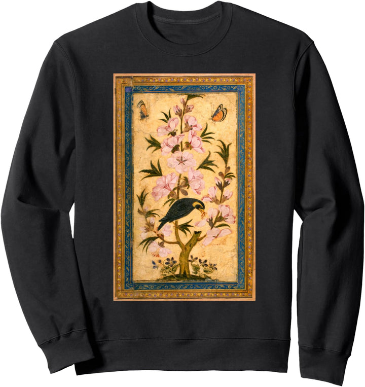 Schmetterlinge und Vögel sitzen auf einem blühenden Zweig Sweatshirt