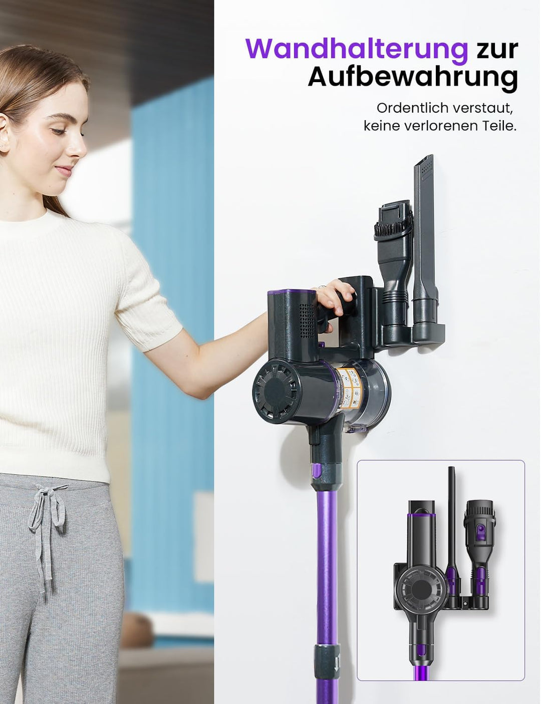 Vexilar V8PRO Akku Staubsauger mit Selbststehend, 6-in-1 Tragbarer Staubsauger kabellos, 45min Laufz