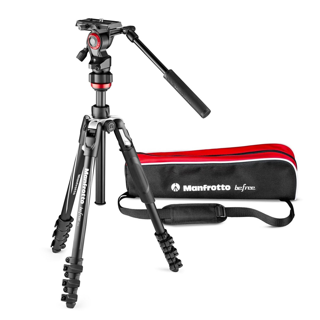 Manfrotto Befree Live, Reise-Videostativ mit Videokopf und Hebelverschluss, Aluminiumstativ für DSLR