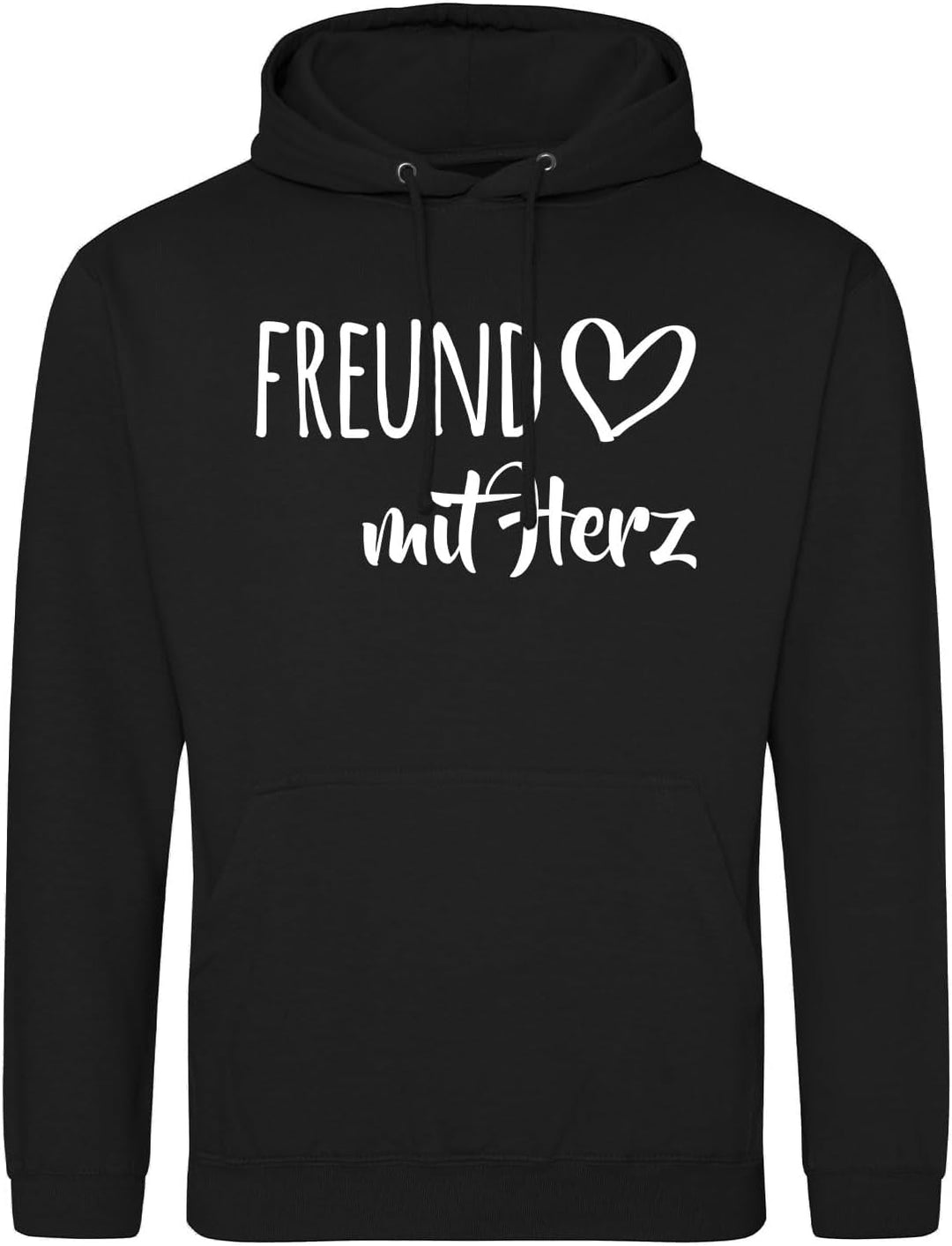 Unisex Hoodie Freund mit Herz Geschenk Pullover Grösse S-3XL Vegan Freund Geschenkidee, Deep Black