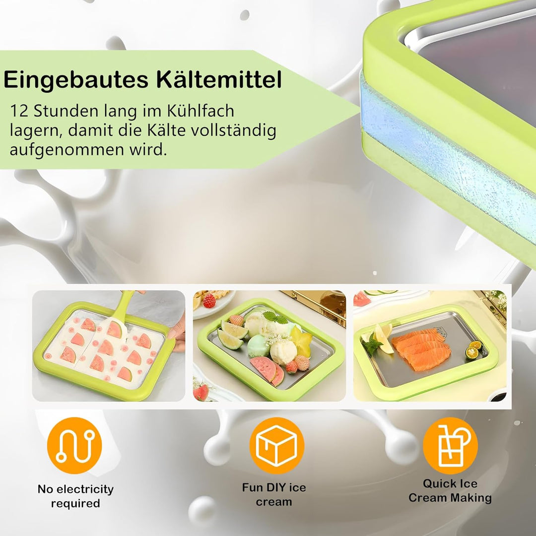 Eisplatte Eis Rolls, Rolled Ice Cream Maker, Eisplatte mit Spateln für Hausgemachte Gerollte Eiscrem