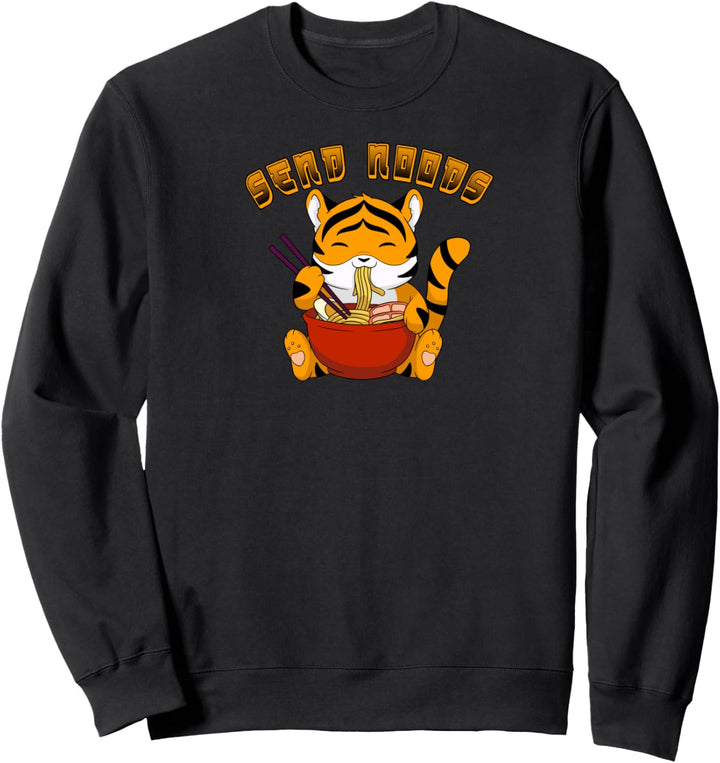 Lustige Senden Noods Tiger Isst Ramen Nudeln Katze Sweatshirt