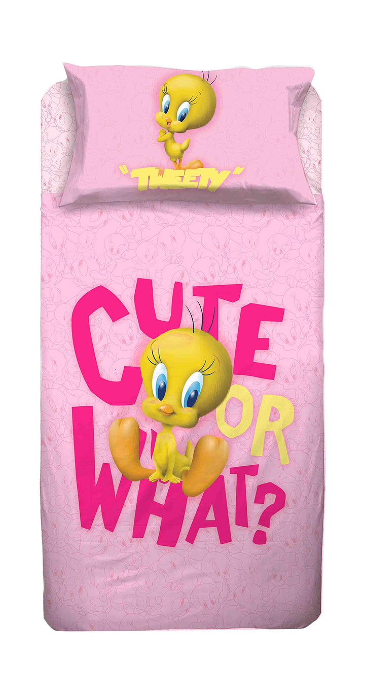 Warner Bros Completo Letto 1 Piazza Tweety, 100% Baumwolle, Pink, Gelb