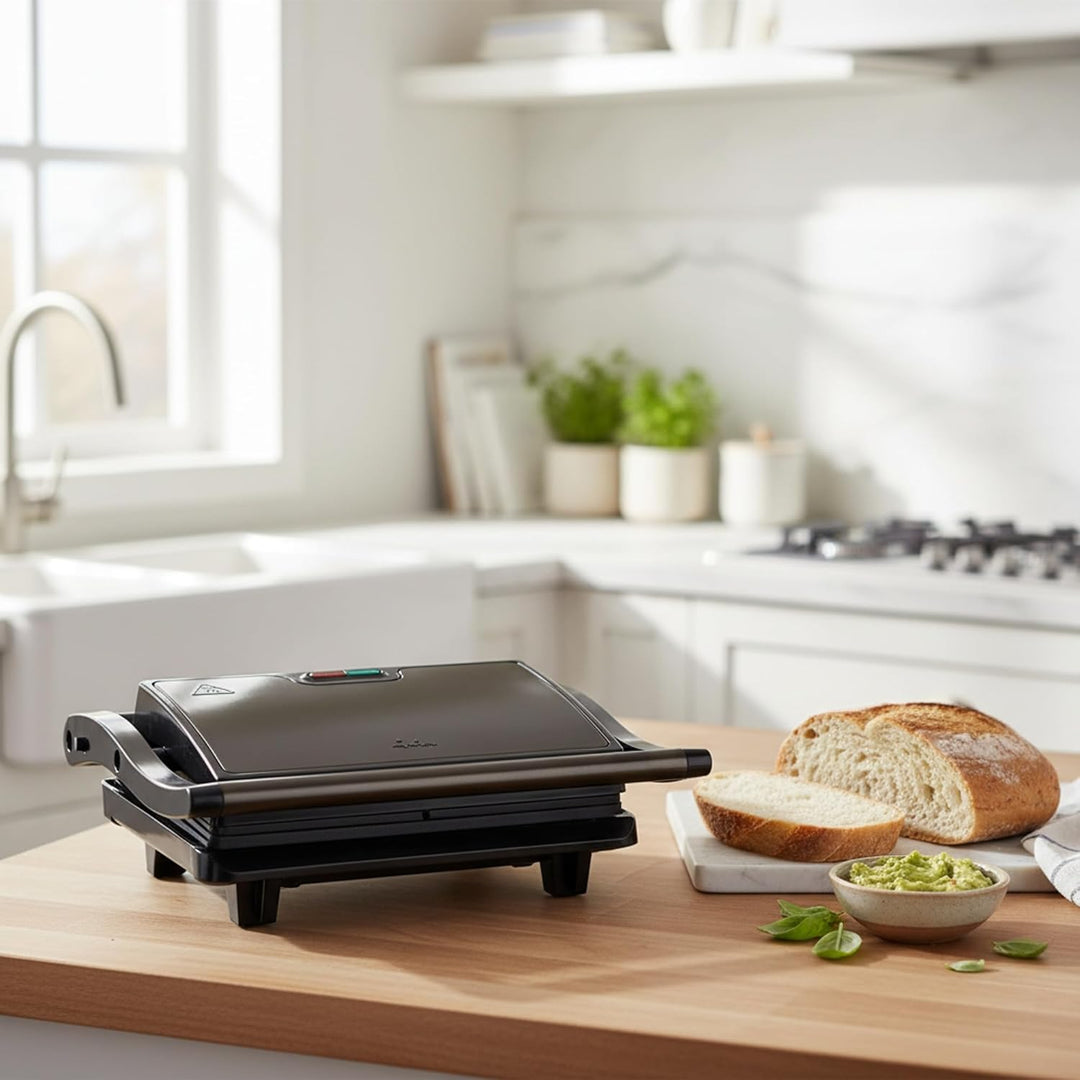 Jata JEGR1106 Elektrischer Grill, 750 W, glatte Antihaft-Platten 22,5 x 14,6 cm, Küche für alle Arte