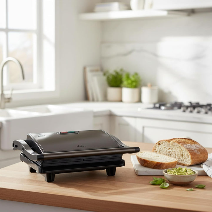 Jata JEGR1106 Elektrischer Grill, 750 W, glatte Antihaft-Platten 22,5 x 14,6 cm, Küche für alle Arte