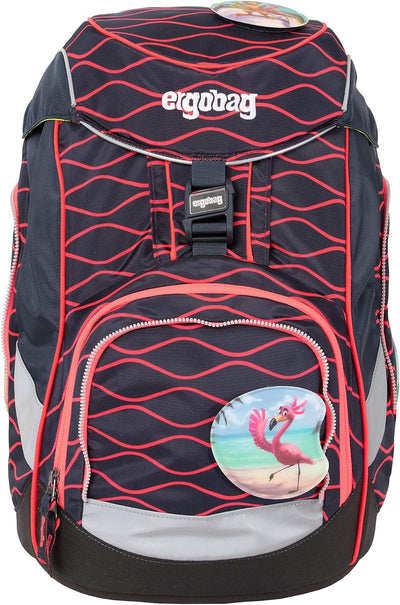 ergobag pack Set ergonomischer Schulrucksack, Set 6-teilig 20 Largo Wellenreitbär - Blau