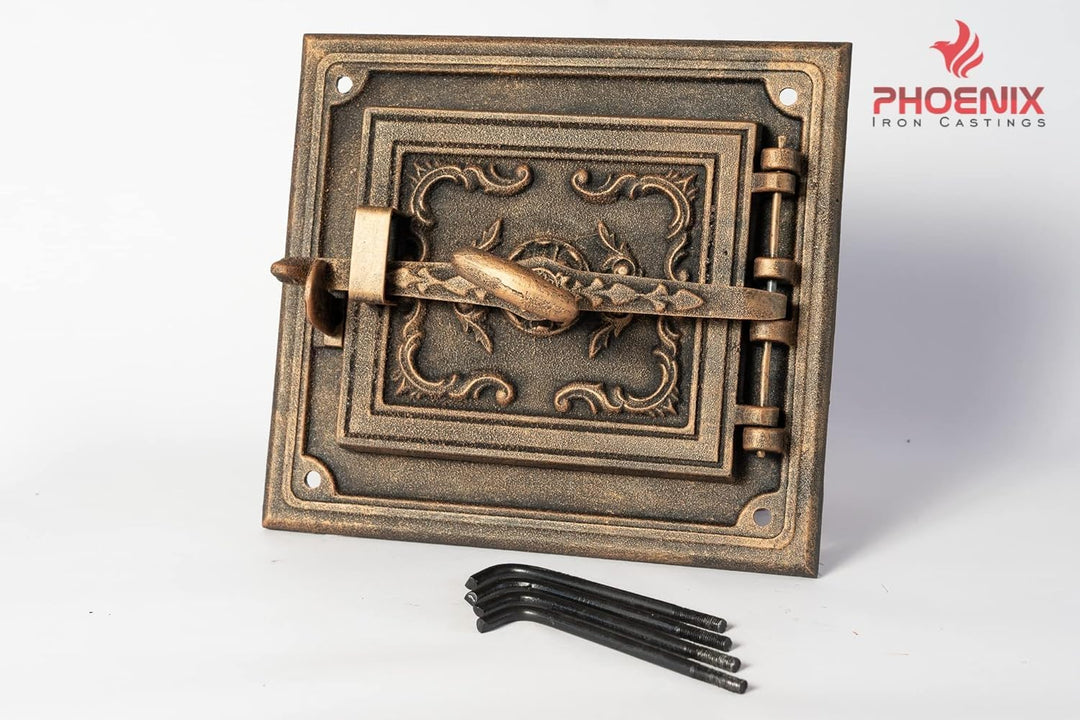 Gusseiserne Ofentür mit Türanschlag – Gusseiserne Tür für Holzofen, Kamin, Brotbackofen, Grill – 327