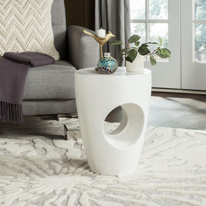 SAFAVIEH Modern Draussen Zement Hocker, Elfenbein, 36 X 36 X 44.95 Ivory, Ivory