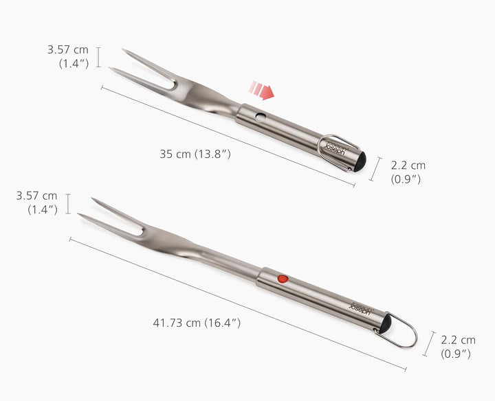 Joseph Joseph GrillOut BBQ Grillgabel, Teleskopierbar für kompakte Aufbewahrung, Scharfe Edelstahlzi
