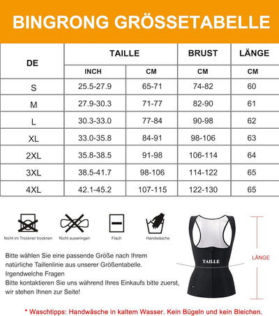 Bingrong Damen Sauna Effekt Anzug Sauna Weste Unterbrust Korsett Bauchweg Sauna Thermo Tank Top Fitn