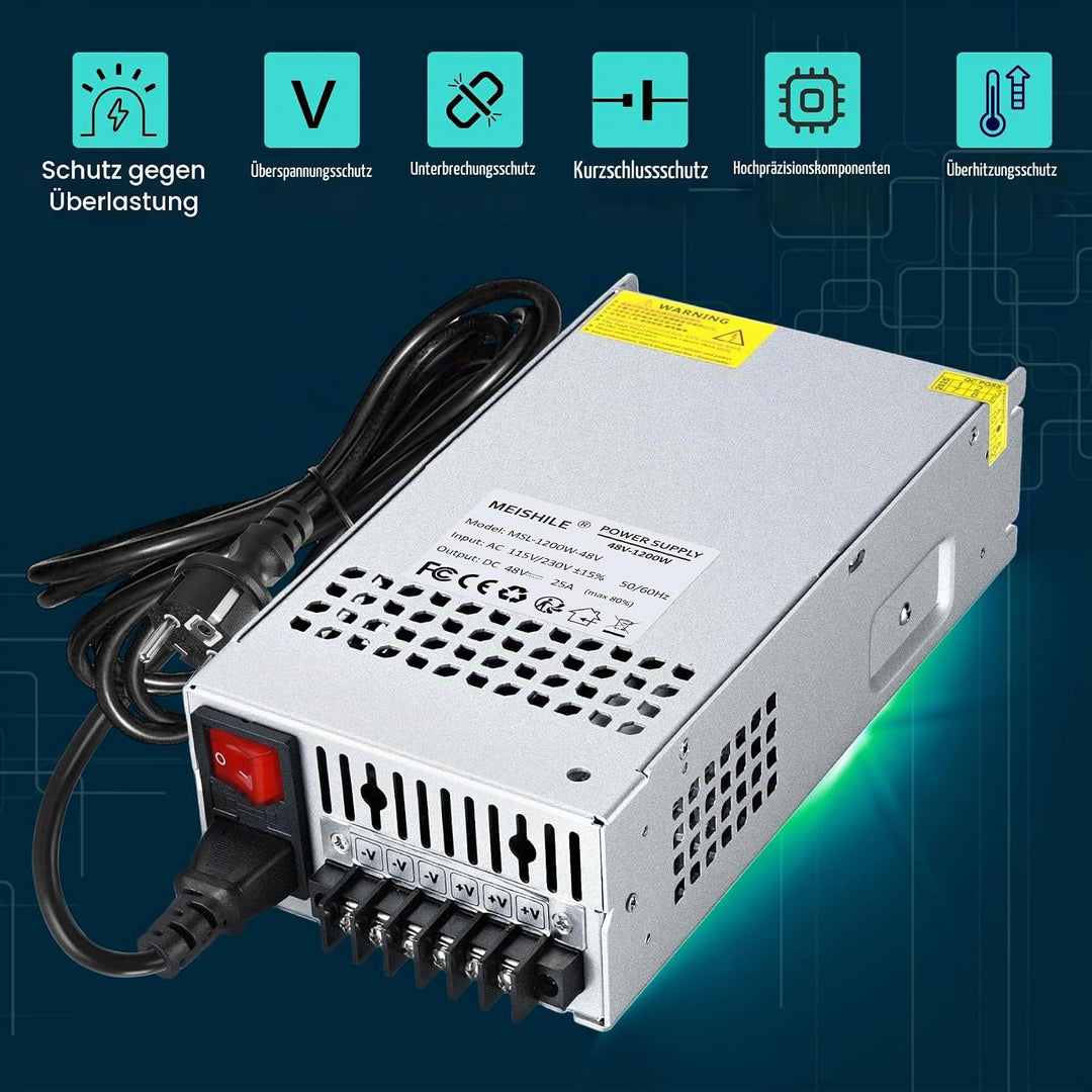 MEISHILE 12V 50A 600W Netzteil Schaltnetzteile Stromversorgung AC to DC Transformator für LED Licht