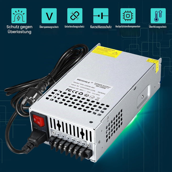 MEISHILE 12V 50A 600W Netzteil Schaltnetzteile Stromversorgung AC to DC Transformator für LED Licht