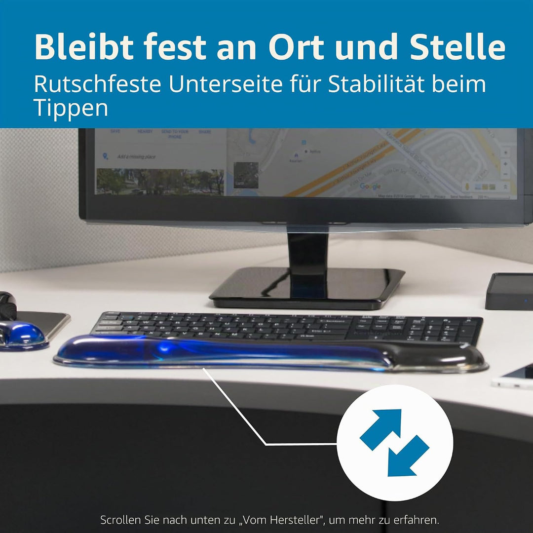 Kensington ergonomische Duo Gel Tastatur Handgelenkauflage, 94 x 483 mm, Rutschfeste und bequeme Han