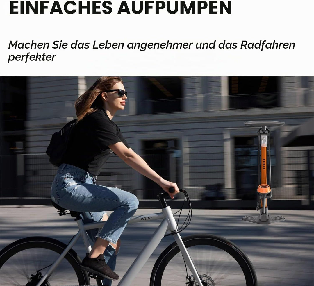 GOBKO Fahrradpumpe Luftpumpe Fahrrad Französische Ventile mit Manometer, Luftpumpe für Rennrad MTB S