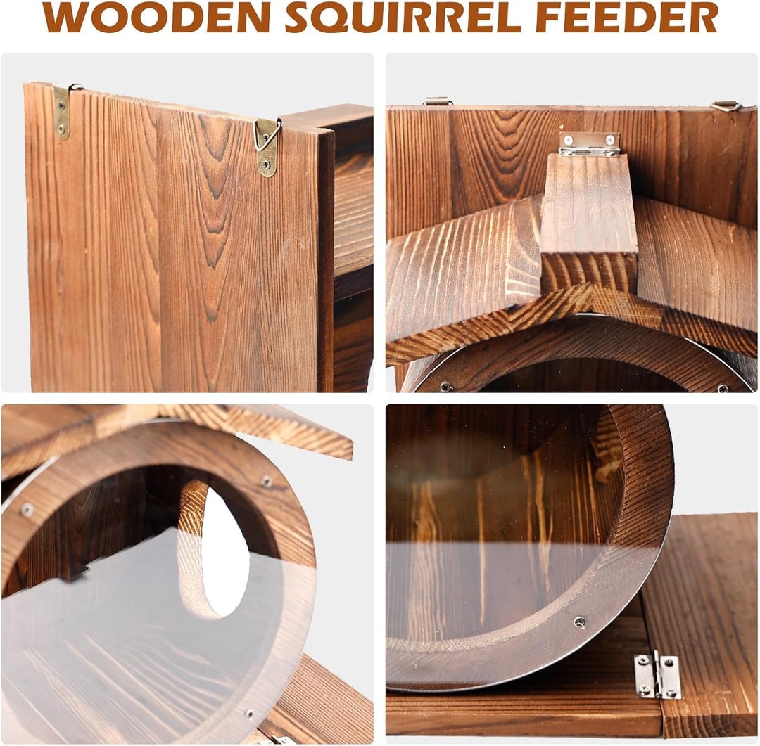 Eichhörnchen Futterhaus aus Holz, Eichhörnchen Futterstation mit Zwei seitlichen Futteröffnungen – V