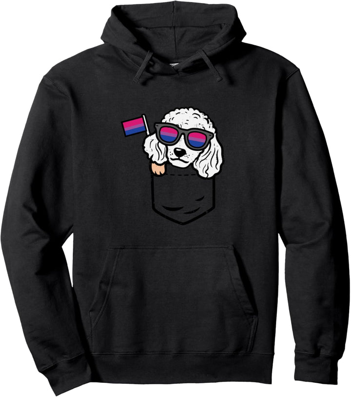 Poodle In Pocket Dog Cute LGBTQ Bisexual Flag Gay Pride Bi Pullover Hoodie