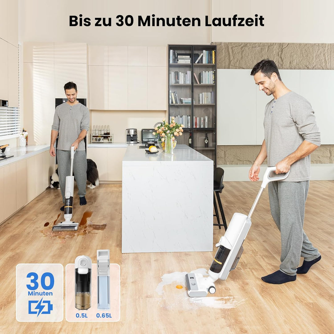 Proscenic F10 Pro Nass-Trockensauger, Saugwischer Smart 3 in 1, Leichtgewicht, Leise kabelloser Stau