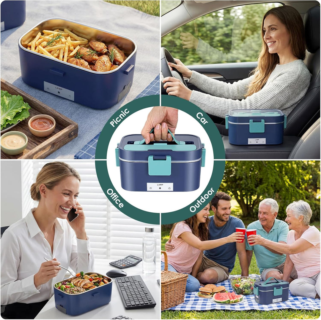 3-in-1 Schnellheizende Lunchboxen, 1,8 l grosse beheizbare Lunchbox 100 W elektrische 12 V/24 V/220