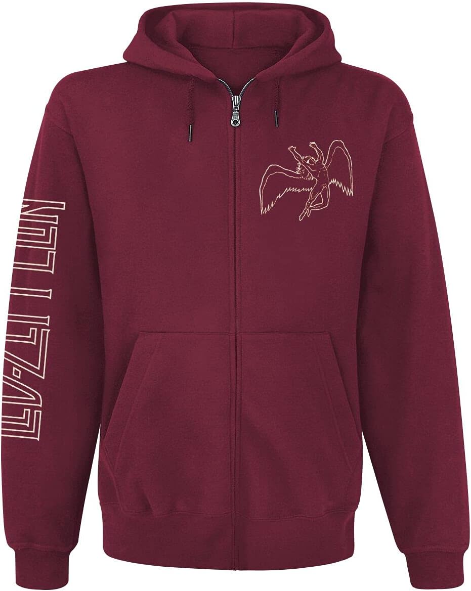 Led Zeppelin Symbols Männer Kapuzenjacke Maroon Band-Merch, Bands M Maroon, M Maroon