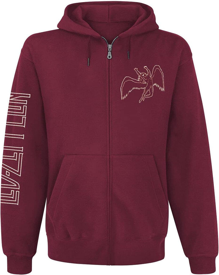 Led Zeppelin Symbols Männer Kapuzenjacke Maroon Band-Merch, Bands M Maroon, M Maroon