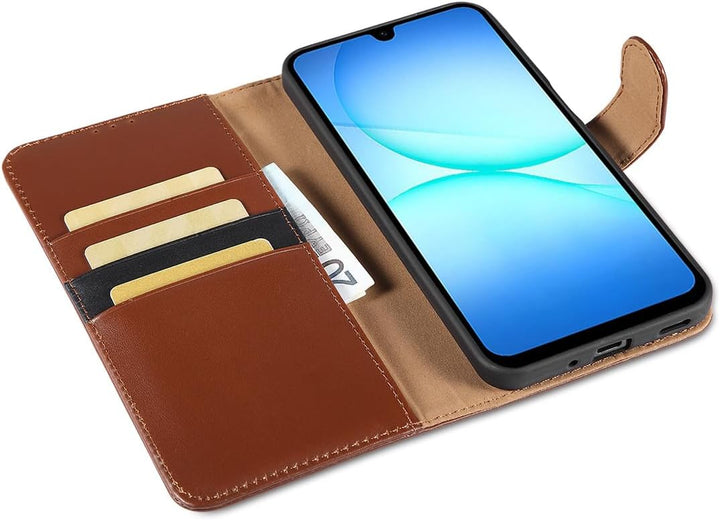 LENSUN Echtleder Hülle für Samsung Galaxy A17 5G, Handyhülle [Echtes Leder][RFID Schutz][Multi-Walle