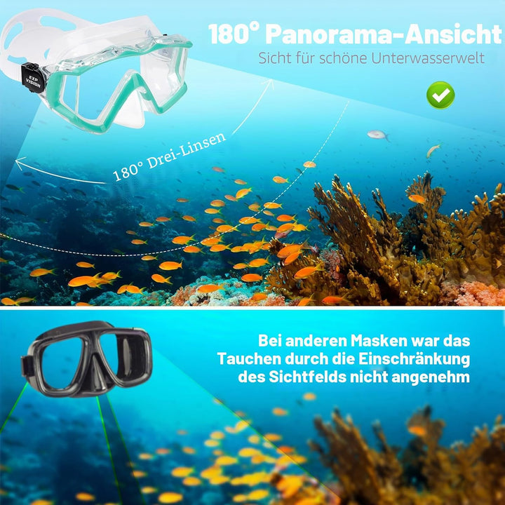 Schnorchelset Schnorchelausrüstung für Erwachsene, Professionelle Anti-Beschlag-Schnorchelmaske, Tro