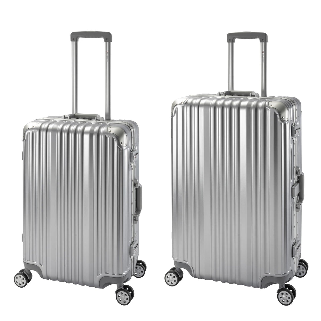 Travelhouse London Koffer Silber M-65cm, L-75cm · 2er-Set · Alu-Rahmen · Polykarbonat Hartschale · M