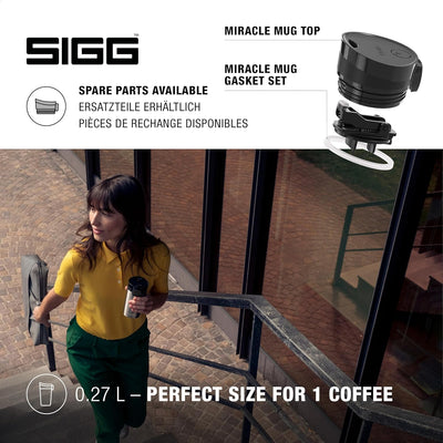 SIGG Miracle Thermobecher (0.27 L / 0.47 L), schadstofffreier und isolierter Kaffeebecher, auslaufsi