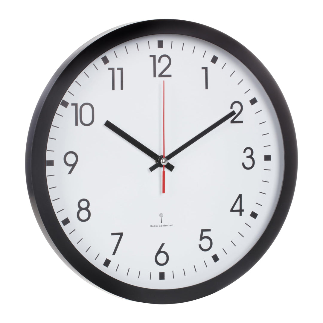 TFA Dostmann Analoge Funk-Wanduhr, 60.3522, mit Sekundenzeiger, Glasabdeckung, grosses Ziffernblatt,