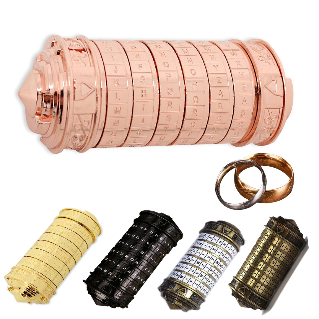 MINGZE Da Vinci Code, Zylinderschloss Box Mini Cryptex Retro Alphabet Sperren Valentinstag Freundin