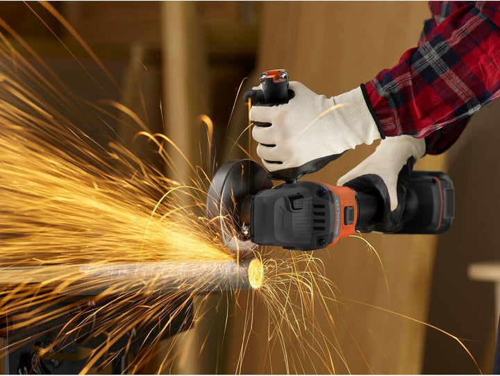 BLACK+DECKER Akku-Winkelschleifer (18V, 115mm Scheiben-ø, bürstenlos, Sanftanlauf, für Trenn, Schlei
