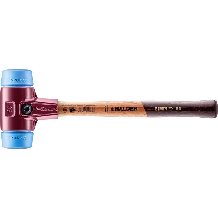 SIMPLEX-Schonhammer, TPE-soft; mit Tempergussgehäuse und hochwertigem Holzstiel | D=50 mm | 3001.050