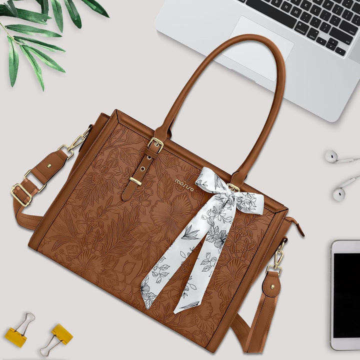 MOSISO Laptoptasche Damen, 17,3 Zoll PU Lehrertasche Handtasche Kompatibel mit MacBook HP Dell Asus,