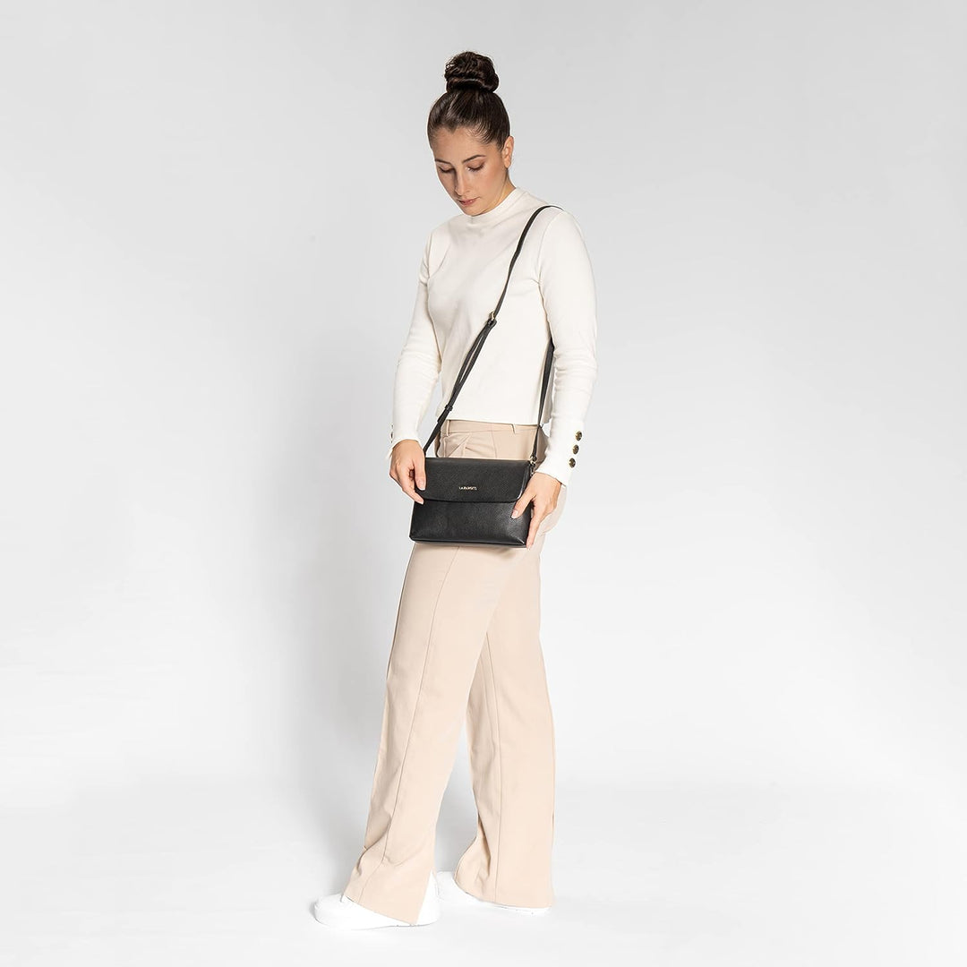 Lazarotti Bologna Leder Umhängetasche Damen | verstellbarer Schulterriemen | mittelgrosse Crossbody