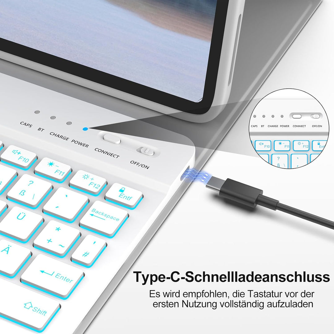 MMK Hülle mit Tastatur für iPad Air 11" M4 2026/M3 2025/M2 2024, QWERTZ Grau, Grau