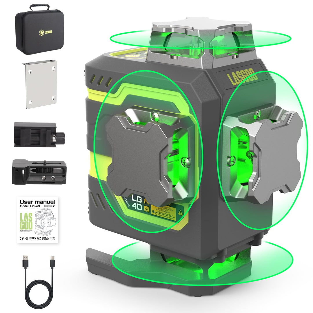 LasGoo LG-4D 16 Grünstrahl 4x360° Laser, selbstnivellierend mit horizontalem und vertikalem Layout,