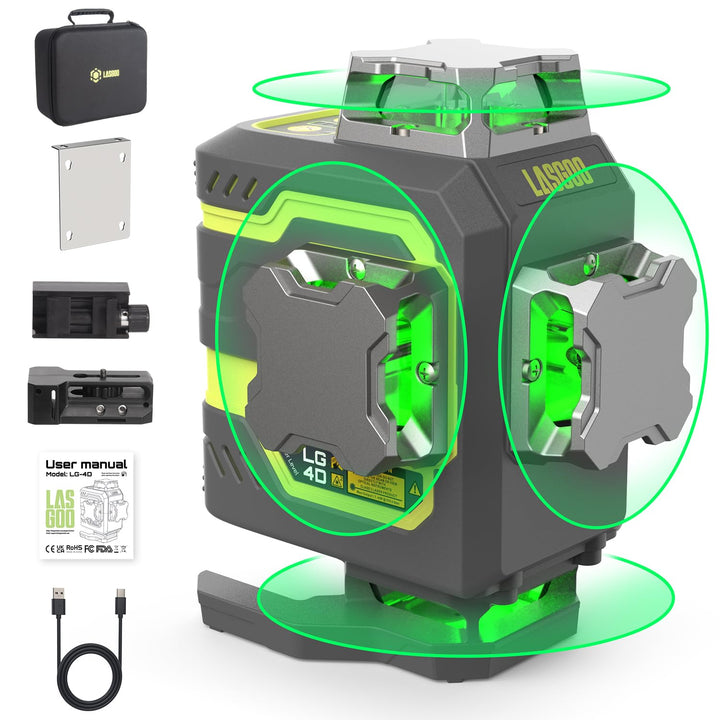 LasGoo LG-4D 16 Grünstrahl 4x360° Laser, selbstnivellierend mit horizontalem und vertikalem Layout,