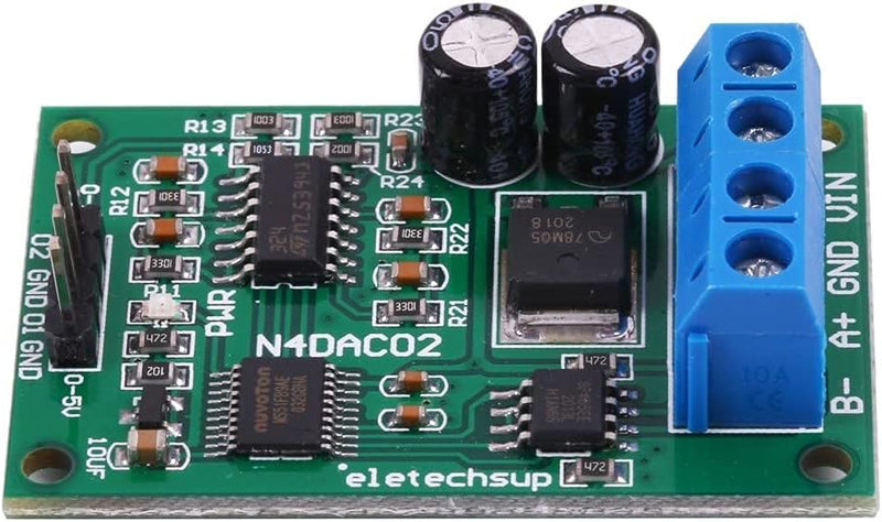 2-Kanal N4DAC02 DC 12V RS485-zu-DAC Digital-Analog-Umwandlungsmodul, RS485-zu-0-5-V /0-10-V Spannung