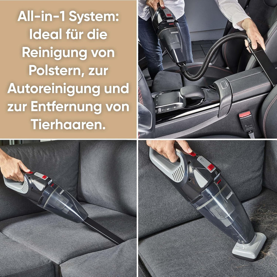 SEVERIN Akku Handstaubsauger kabellos, 18,5 V, 50 Min Laufzeit, Nass- und Trockensauger mit LED-Akku
