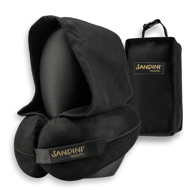SANDINI TravelFix Hoodie Outlast – Premium Reisekissen/Nackenkissen mit ergonomischer Stützfunktion,