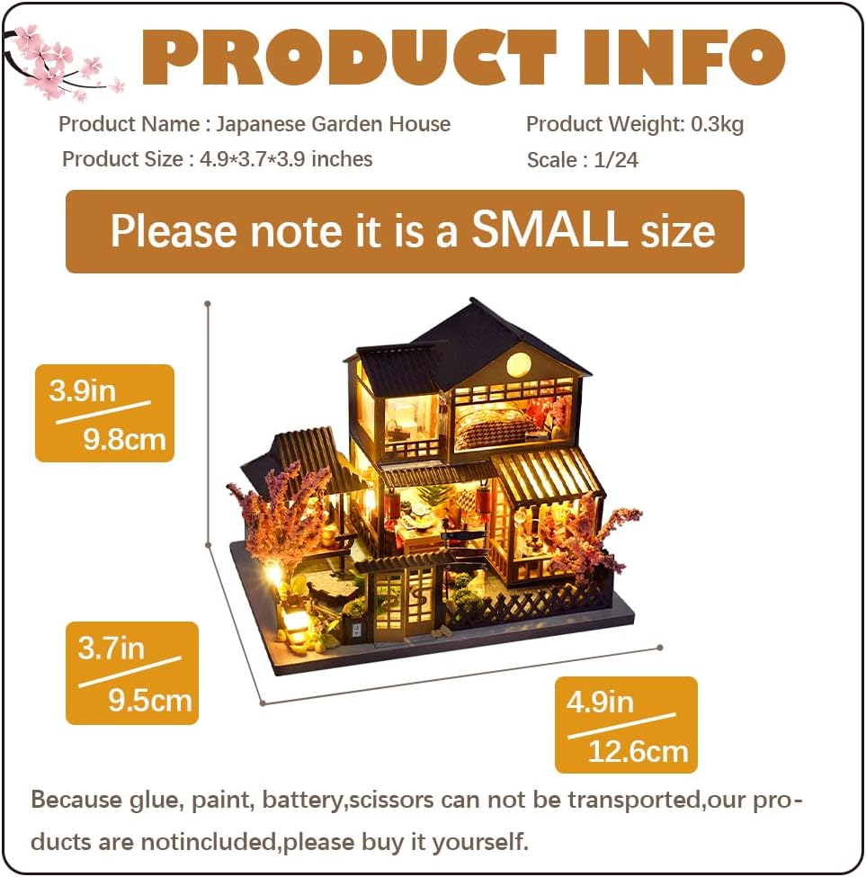 CUTEBEE Puppenhaus Miniatur mit Möbeln, Idee DIY hölzernes Miniatur Haus Kit mit LED-Licht, Massstab