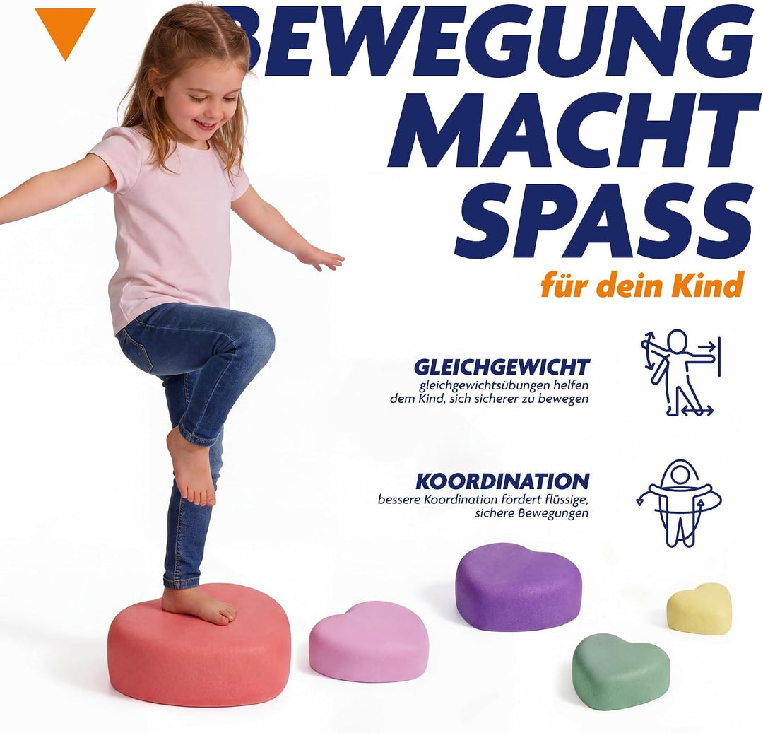 Rocks, Sensorische Balanciersteine für Kinder – 5er Set – Belastbar, Fördert Gleichgewicht, Motorik